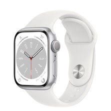 Apple Watch Series 8 GPS 41mm Silver Aluminum Case with White Sport Band M/L MP6M3LL/A
