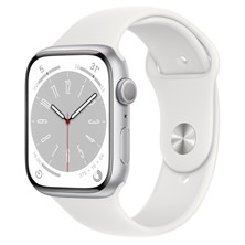 Apple Watch Series 8 GPS 45mm Silver Aluminium Case with White Sport Band MP6P3LL/A